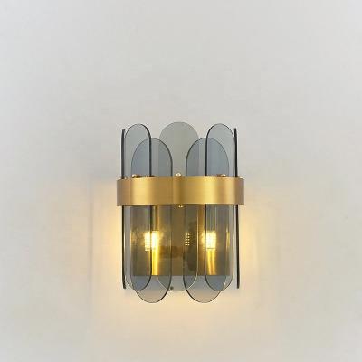 China Modern Indoor Stylish Glass Gray Lamp Shade Night Smoky Corridor Lighting Wall Lamps for sale