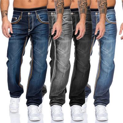 China Wholesale QUICK DRY 2022 European and American pleated casual men's new waist straight jeans from factory for sale