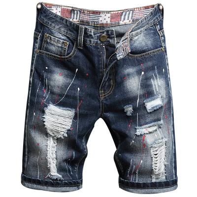 China Anti-wrinkle new style men's slim denim shorts ripped denim shorts fashion high quality men's casual denim shorts for sale