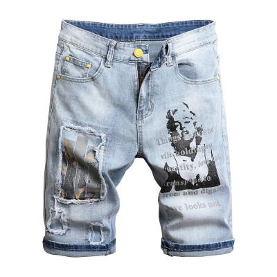 China Anti-wrinkle summer men's denim shorts stretch straight waistband summer youth fashionable pants for sale