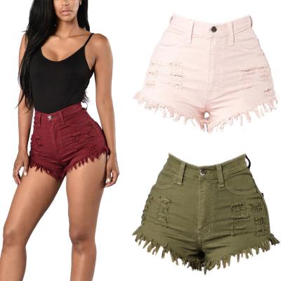 China 2021 Anti-wrinkle fashion denim shorts ladies solid color mid waist jeans shorts custom made women for sale