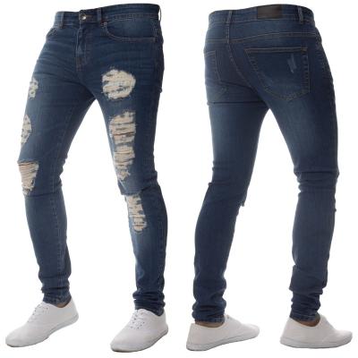 China OEM custom broken stretch jeans skinny men's ripped jeans casual men's jeans pants 2022 new fashion QUICK DRY for sale