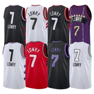 China Customized Mens Kyle Lowry #7 High Quality Quilted Tank Top Uniforms Antibacterial Design Embroidery Basketball Tank Top Shorts for sale