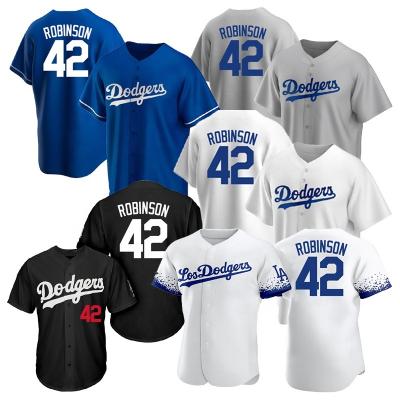 China New Arrivals Men's Dodgers #42 Robinson Baseball Jersey Antibacterial Tops Stitched Sublimated Embroidery Los Angeles Baseball Uniform Shirts for sale