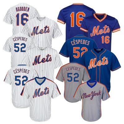 China Wholesale New York Baseball Mets Antibacterial Tank Tops #16 Agooden Sublimated Embroidery Baseball Shirts #52 Yoenis Cespedes Uniforms For Men for sale