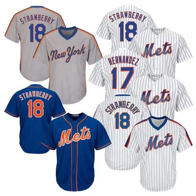 China Wholesale Antibacterial Mens New York Mets Baseball Jerseys #18 Strawberry Stitched Embroidery #17Hernandez Baseball Shirts Sublimated Uniform for sale