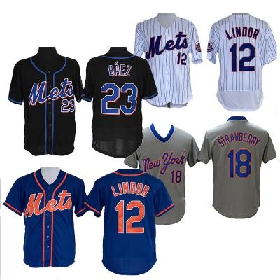 China Embroidery Baseball Jersey Mets #18 STRAWBERRY #55 MANAEA #21 SCHERZER #12Lindor #20 Alonsd #48 Degrom #23Baez Antibacterial Baseball Shirts for sale