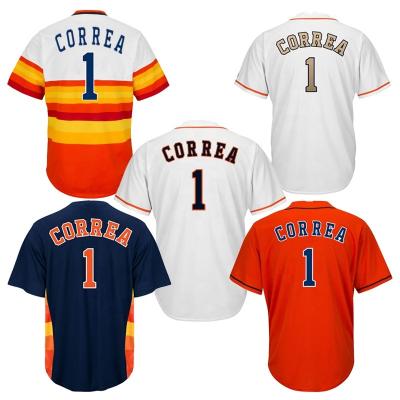 China Houston Astros Baseball Uniforms Custom Mens Antibacterial Youth Sublimated Embroidery Baseball Shirts #1 Carlos Correa Baseball Jerseys for sale