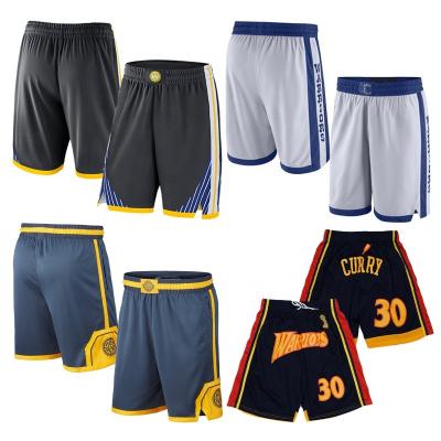 China Steph Curry Stitched Basketball Jersey High Quality Antibacterial Shorts Design Embroidery Mens Warriors Basketball Team Uniform Shorts for sale