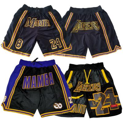 China Wholesale Antibacterial Sublimated Black Basketball Shorts Quilted Mesh Men Quick Dry Los Angeles laker basketball just put on shorts for sale