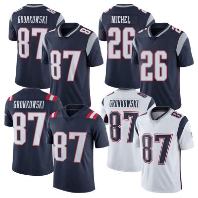 China Antibacterial Quality Cheap Soccer Wear Shirts Stitched Embroidery 12#Brady 87#Gronkowski 26# Michel American Football Jerseys for sale