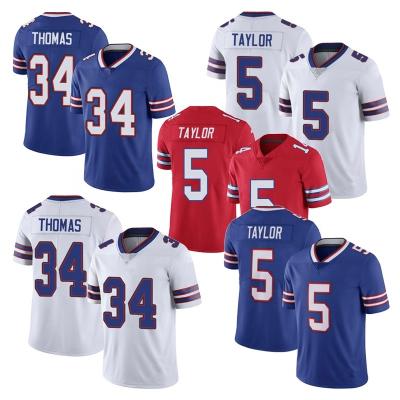 China Best Quality Antibacterial Embroidery 34#Thurman Thomas 5# TAYLOR Football Uniform American Football Tank Top Sublimation Shirts For Men for sale