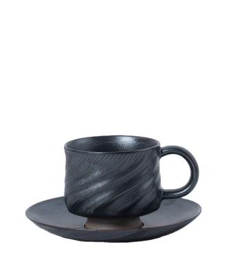 China Viable Personality Coffee Japanese Style Office Cup Home Metal Luster Spiral Ceramic Coffee Cup and Saucer for sale