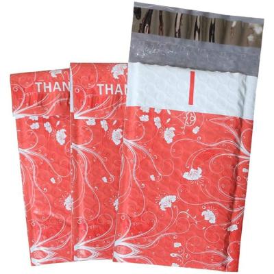 China 4x7Inch 120X180Mm Eco-friendly Datura Flower Printed Poly Bubble Mailers Bubble Padded Envelope Gift Bags for sale