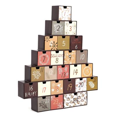 China Recyclable Shaped Christmas Tree Holiday Corporate Gifts With Opening Drawers Perfect Party Gifts Advent Calendar Christmas Decorations for sale