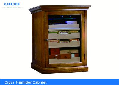 Chine Cabinet digne de confiance d'humidificateur de cigare, verre protégé UV d'humidificateur en bois antique à vendre