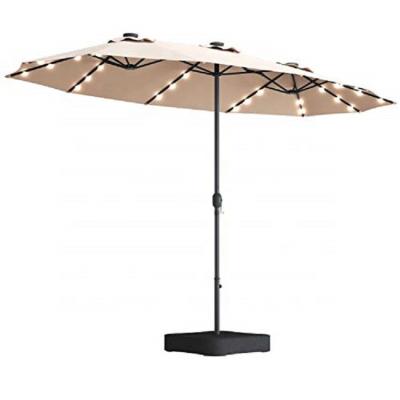 China Modern 15ft LED Solar Patio Double Sided Umbrella for sale