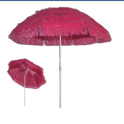 China Single Shade Straw Beach Umbrella With Modern Custom Outdoor Garden Stand for sale