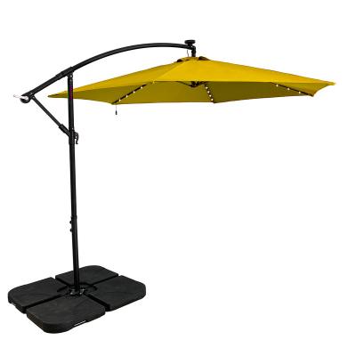 China 360 Degree Rotation Modern Easy-Open Outdoor Patio Hanging Umbrella With LED for sale