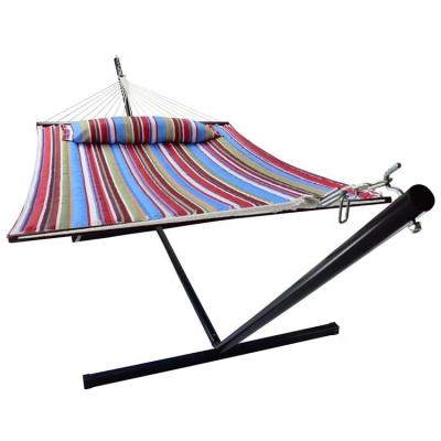 China Modern Leisure Yard Garden Hammock with Stand Includes 450 Pound Capacity Outdoor Activity Canvas Quilted Bed and Pillow 450 Pounds for sale