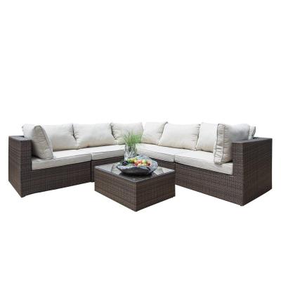 China Good Quality Modern Rattan Table And Chair Set Outdoor Garden Wicker Rattan Lounge Sofa for sale