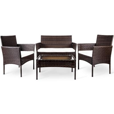 China Modern Luxury Outdoor Seating Wicker Rattan Combination Patio Furniture Garden Sofa Set for sale