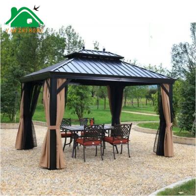 China Patio/cottage/garden/yard/beach outdoor pergola green hard top gazebo, new design garden gazebo line for sale