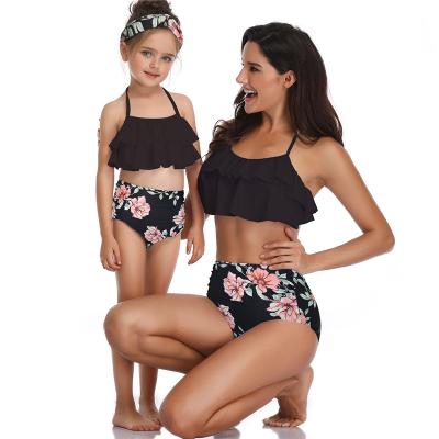 China Tiktok QUICK DRY Mommy and Me Cute 2 Piece Tankini Swimsuit Bikini Girl for sale