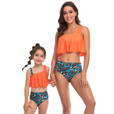 China 2022 Breathable New Fashion Mom and Girl Bikini Kids Swimwear Tankinis in Ruffle Running Swimwear 2 Pieces for sale