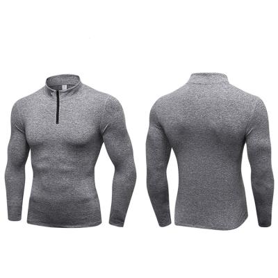 China 2021 Men's Breathable Warm Long Sleeve Compression Shirt, Sports Bottom Top, Winter Running T-Shirt Add Fleece for sale