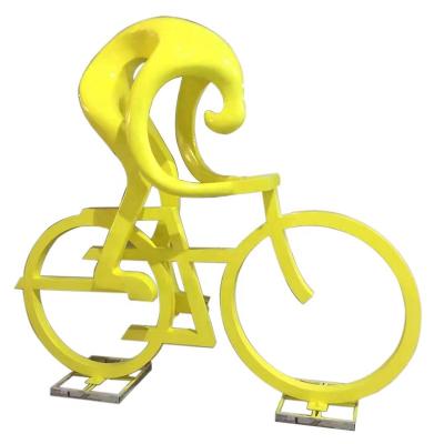 China Life Size Abstract China Custom Outdoor Sports Decoration Cycling Racing Figure Sculpture for sale