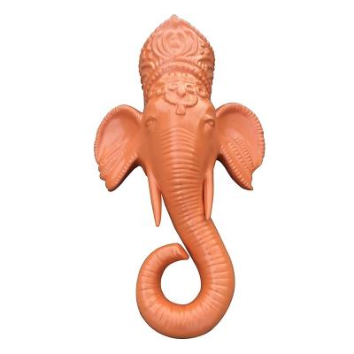 China Thai Style Wall Art Custom Animal Head Wall Hanging Hotel Lobby Wall Decoration Fiberglass Open Elephant Head Sculpture for sale