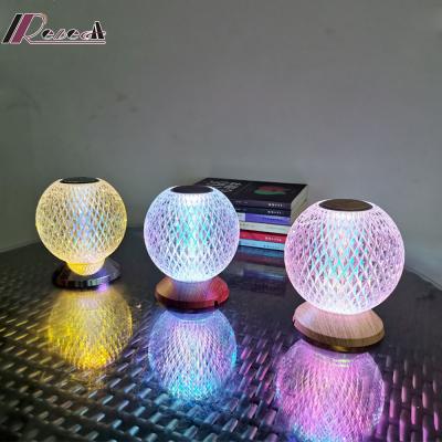 China Crystal Ball Round Atmosphere Night Light LED Night Light Lamps EUROPEAN Acrylic Rechargeable Table Lamp Bar Living Room Bedside Three Color for sale