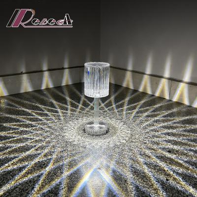 China Modern USB Led Rechargeable Battery Table Lamp Wireless Touch Light Art Acrylic Crystal Table Lamp for sale