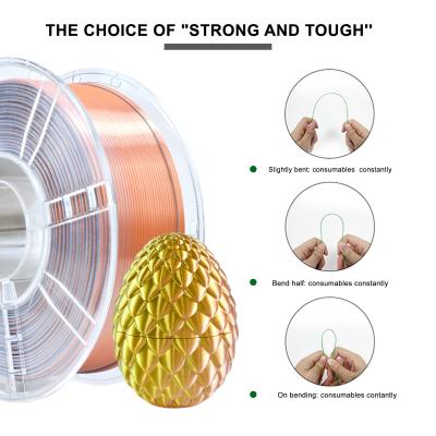 China Strong Toughness 1.75mm PLA Filament for 3D Printer Silk Gold Silver Copper 3D Printing Filament for sale