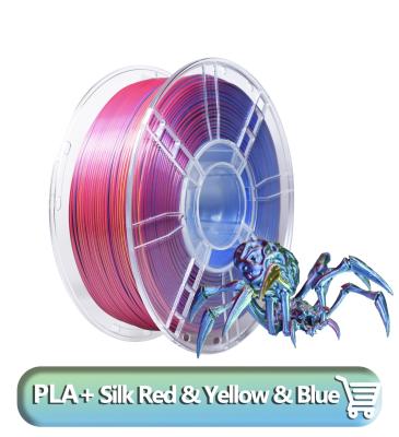 China High Speed PLA+ 3D Filament Filament 1,75mm Zijde Rood Geel Blauw PLA+ zijden filament Te koop