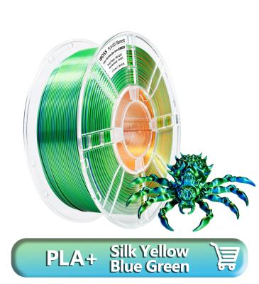 China Silk PLA+ Filament Yellow Blue Green 1KG, Shiny Silk PLA 3D Printer Filament  ± 0.03mm Fit For Most FDM 3D Printers for sale