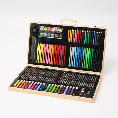 China Student Professional Art Set 180 Pieces Deluxe Art Set in Wooden Case for Professional Painting and Drawing Art Kit Set for sale