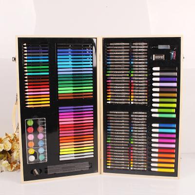 China Student 180 Piece Art and Craft Supplies Drawing and Painting Set in Large Wooden Box Gift for sale