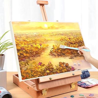 China Wooden Sketch Painting Easel Portable Easel Box Painting Easel for Painting Drawing Art Supplies For Artist Child Oil Painting Laptop Accessories for sale