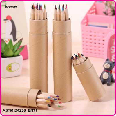 China Student Good Quality Colored Pencils With Tube Box 12pcs Color Paper Pencils for sale