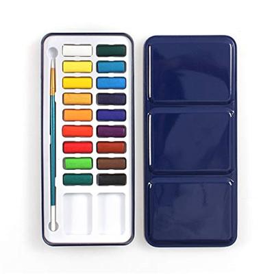 China Metal Box +Calcium Carbonate 18 Solid Colors Watercolor Paints Set With Portable Tin Box For School Student Outdoor Sketch 3 Styles for sale