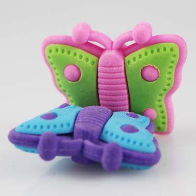 China Promotional TPR Material Eraser Toys 3D Eraser Insects Series Butterfly Shaped Eraser For Kids for sale