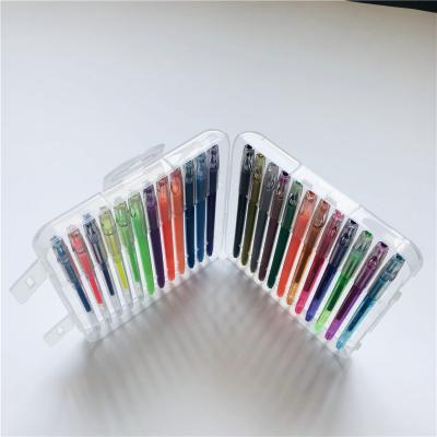 China Silver Metallic Glitter 24 Colors Highlighter Bar Color Glitter Gel Ink Pen Set for sale