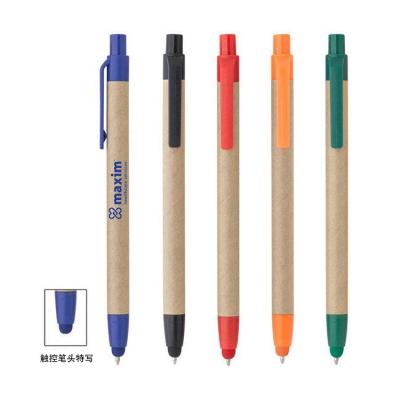 China office & School Pen Multifunctional stylus environmental protection paper ballpoint pen, green concept touch screen pen, advertising custom LOGO for sale