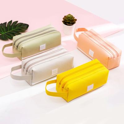 China Schools & Offices Large Capacity Kids Full Color Printing Pink Large Yellow Pencil Case With Handle for sale