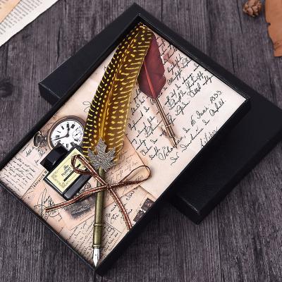 China Fluently Lettering Europe Vintage Calligraphy Writing Immersion Pen Stationery Kit Pen Luxury Wedding Gift Feather for sale