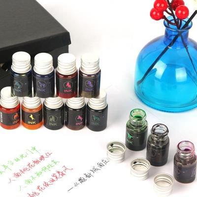 China 12 Color Ink Gift Writing Set Calligraphy Writing Color Ink Set Gift Fountain Pen Ink Set Shiny Gold Power Ink Set for sale