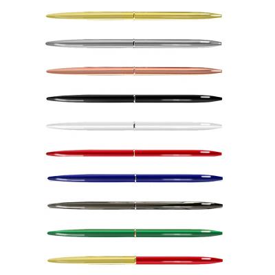 China Office & School Pen Student Fashion Ballpoint Pen Stationery Pearl Thin Mental Ballpoint Pen With Promotional Logo for sale