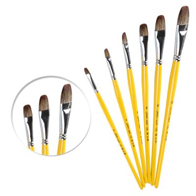 China Beginners& Professionals Yellow 6pcs Water Color Artist Paint Brushes Fine Art Paint Brush Set for sale